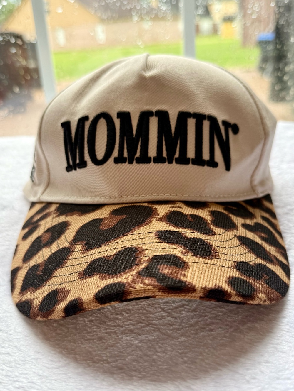 Mommin' Leopard Print Cap - Beige & Brown